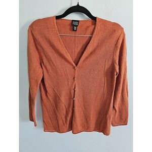 Eileen Fisher ($248) Rust Orange Linen Blend Cardigan Sweater Size Medium